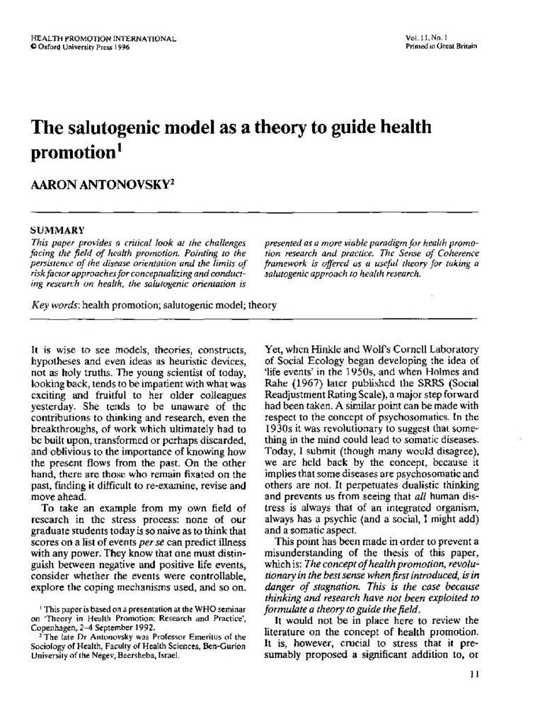 Anteprima del documento: The_salutogenic_model_as_a_theory_to_guide_health_promotion